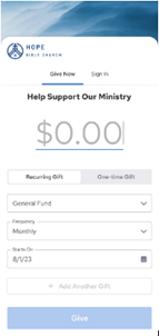 Ministry Brands Express Giving Form